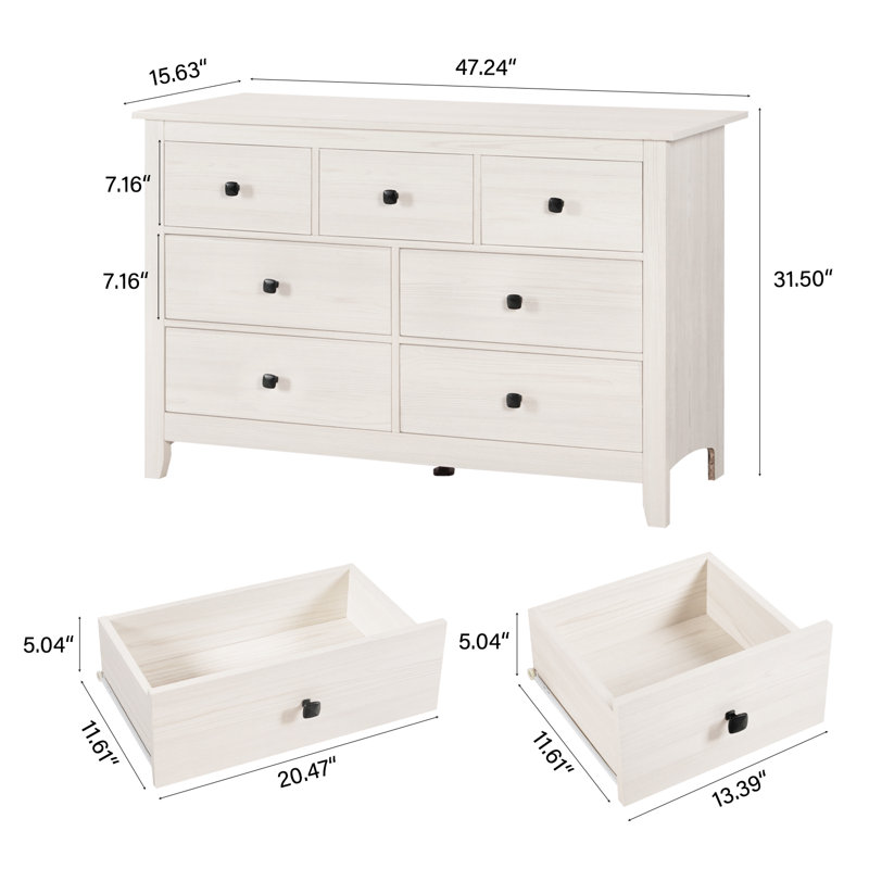 Ensemble de commodes 3 tiroirs 7 pièces avec 2 tables de chevet brun, Blanc