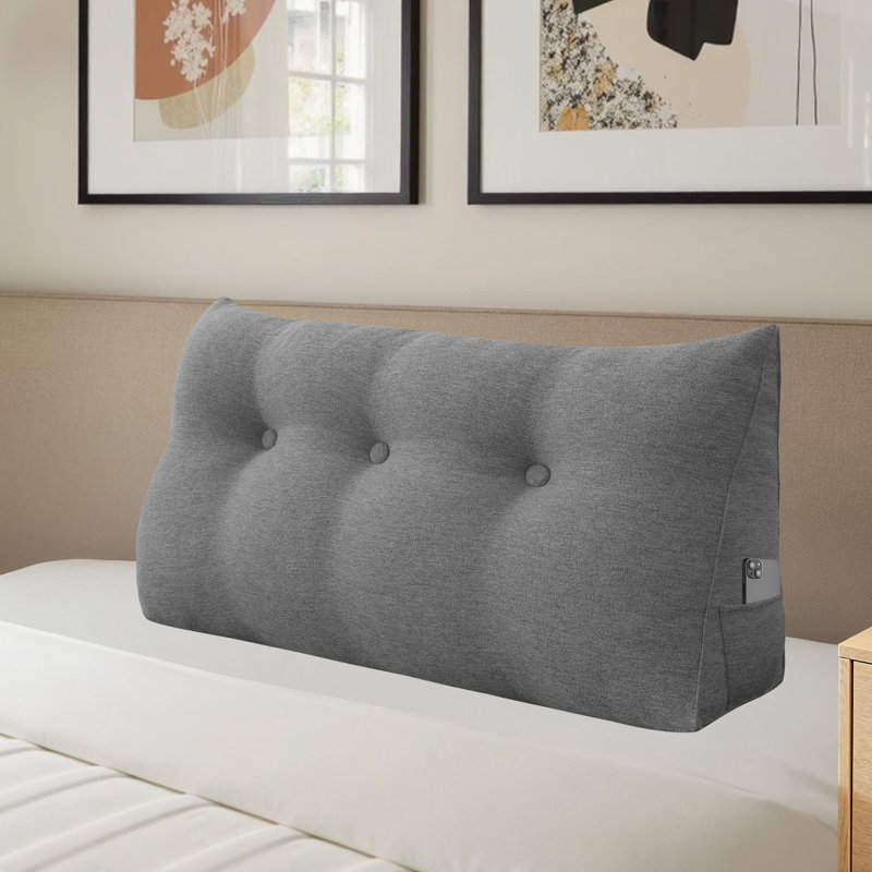 Wedge Reading Pillow, 50cm H x 140cm W, Grey