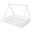 Lit double pleine grandeur en forme de tente avec garde-corps, porte et plateforme à lattes - Lit pour enfant en bois de pin, blanc-540859085-540859074