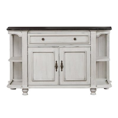 One Allium WayAggappora Sideboard With Storage Cabinet And Drawer | Two-Tone Antique White & Walnut Brown Wood | Dining Room, Kitchen Buffet Server by One Allium Way