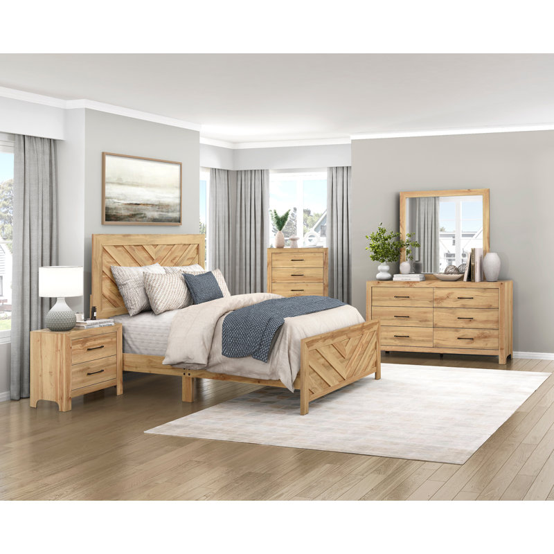 Claudette Solid Wood Bed Frame, Full, Natural