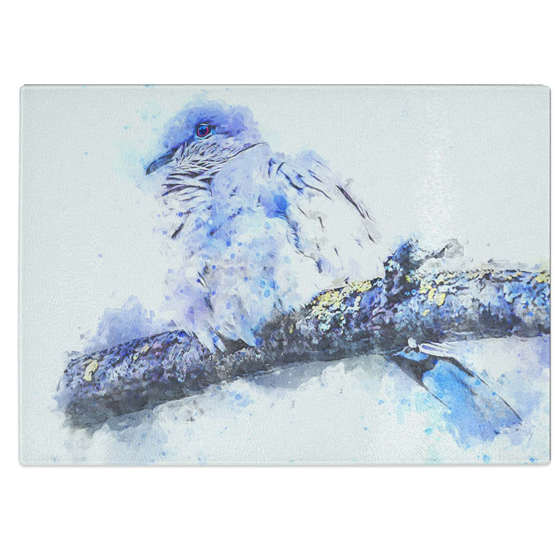 Tempered Glass Turtledove in Abstract Chopping Board, 39 cm W x 28.5 cm L