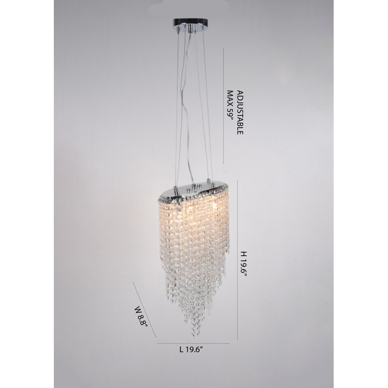 6-Light Chrome Chandelier With Clear Crystal Accents