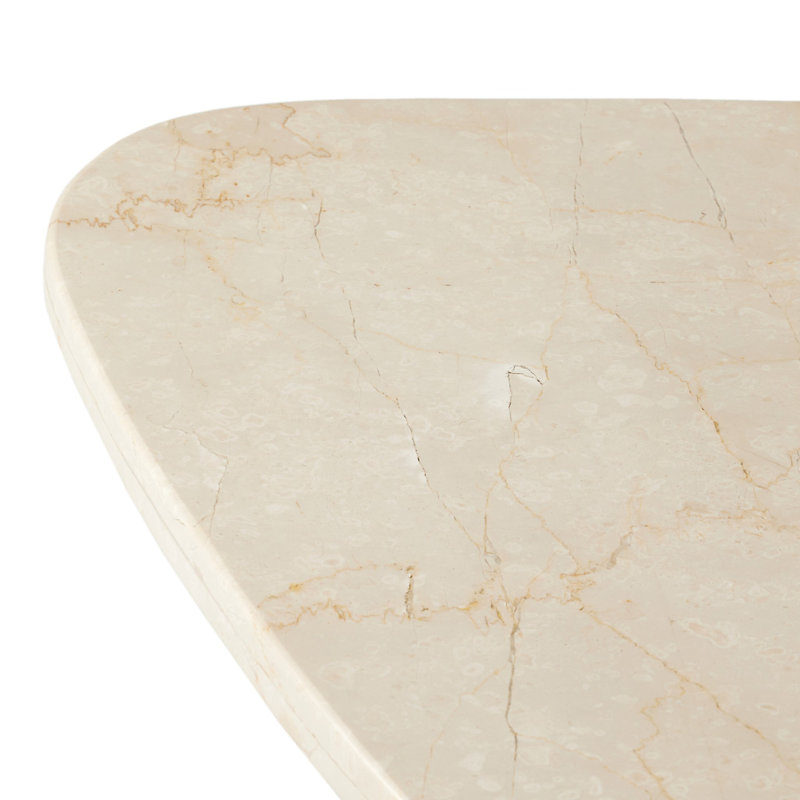 Table basse à 3 pieds Moraga, H 15 po x L 48 po x l 30 po, Marbre de couleur crème