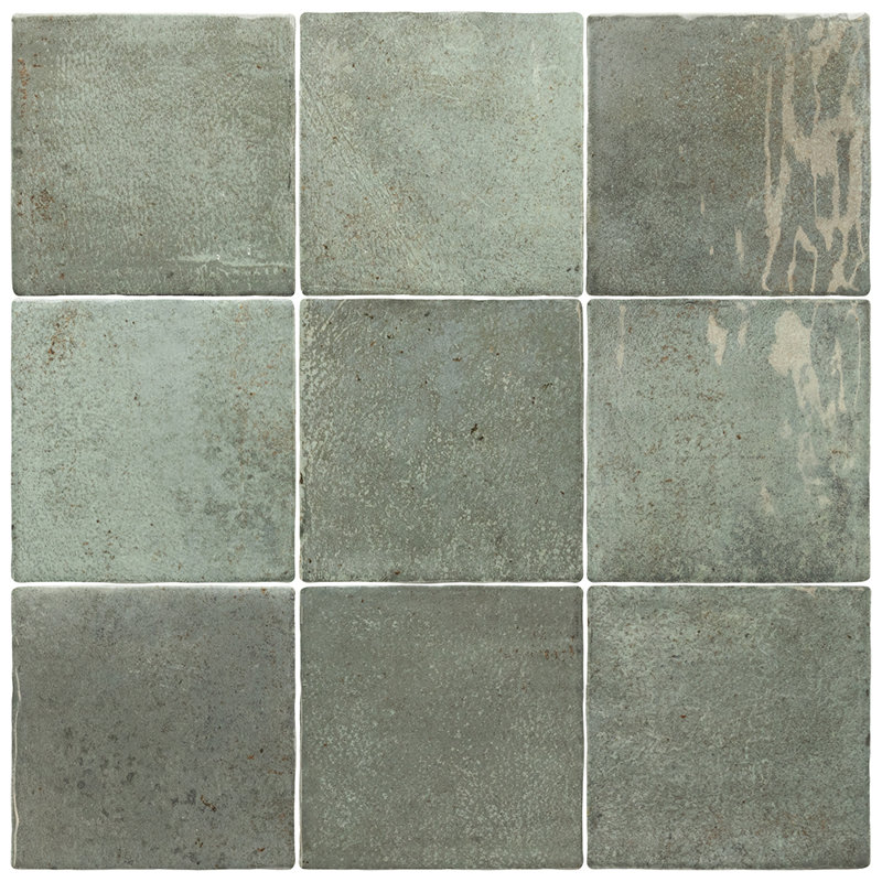 The Tile Life Vela 4" x 4" Glossy Porcelain Wall Tile, Oakmoss
