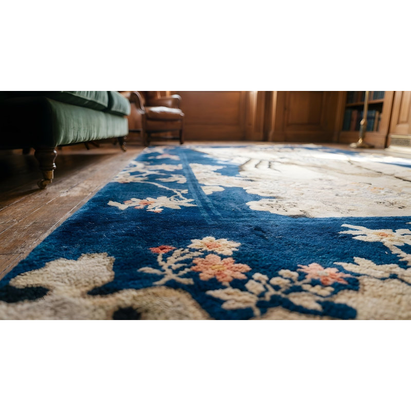 Tapis ivoire antique en laine couloir Baotou