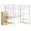 Lit mezzanine double en métal avec garde-robe, bureau et escalier de rangement-479222697