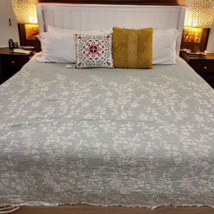 Bougainvillea Muslin Bed Blanket 