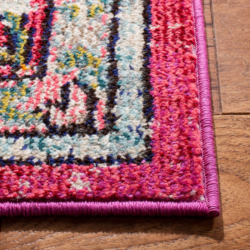 Tapis fuchsia / bleu Felty, Carré 3 pi