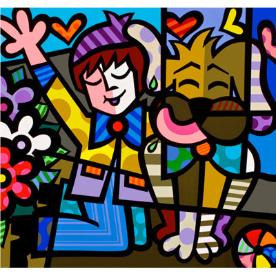Best Friends, estampe numérique limitée sur toile, signée JoZZ 32 X 34, non tendue