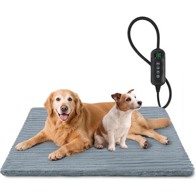 Tapis réglable chauffant pour animaux de compagnie pour chats et chiens, 11 réglages de température, minuterie de 1 à 24 heures, housse lavable amovible, protection de cordon résistante à la mastication