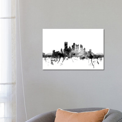 Pittsburgh, Pennsylvania In Black And White by Michael Tompsett - Wrapped Canvas Gallery-Wrapped Canvas Giclée