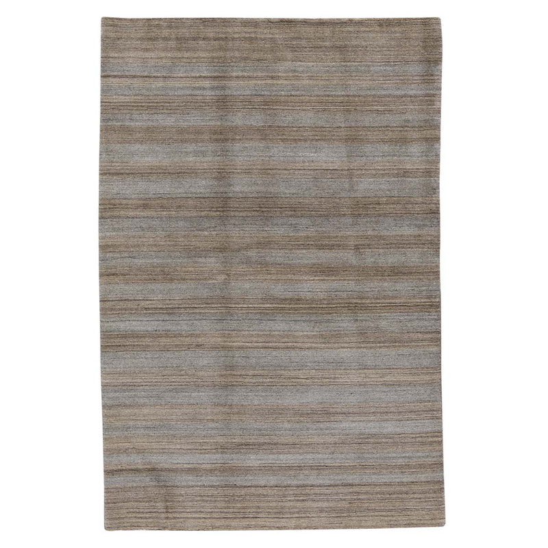 Tapis gris / brun noué à la main de qualité unique en son genre
