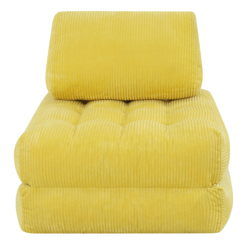 Yellow 70.8" Corduroy Fabric Chair, Fluffy And Comfortable, No Assembly For Relaxing In Dorm Home Faux Fur, Good, Yellow