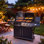 Barbecue au GPL avec table d'appoint, acier inoxydable, 3 x 10 000 BTU / 1 x 10 000 BTU, idéal pour la cuisine dans la cour, les pique-niques et le jardin, noir