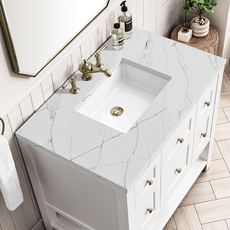 Breckenridge 36'' W Single Vanity, Bright White, Ethereal Noctis, 8" Widespread