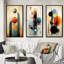 "Géométrie circulaire rétro en orange et bleu II", 3 pièces sur toile-1421185080-1421185083