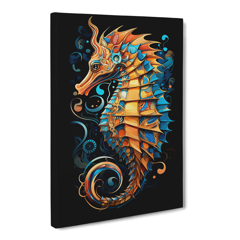 Seahorse Geometric Art - Wrapped Canvas, 50cm H x 35cm W x 3cm D
