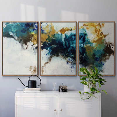 Teal Splat - Multi Piece Framed Canvas