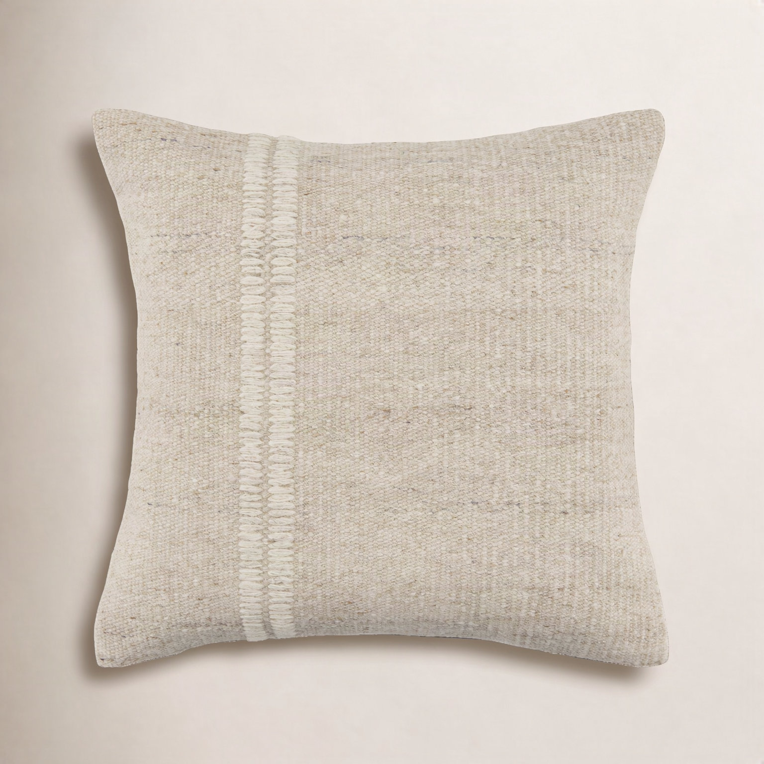 Jundah Cotton Pillow Cover, Light Beige, Square 18", Pillow Cover Only - No Insert