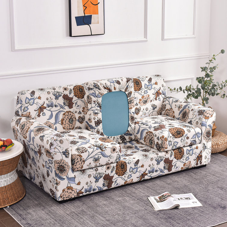 Tufted Leather Print Sofa Couch Cover