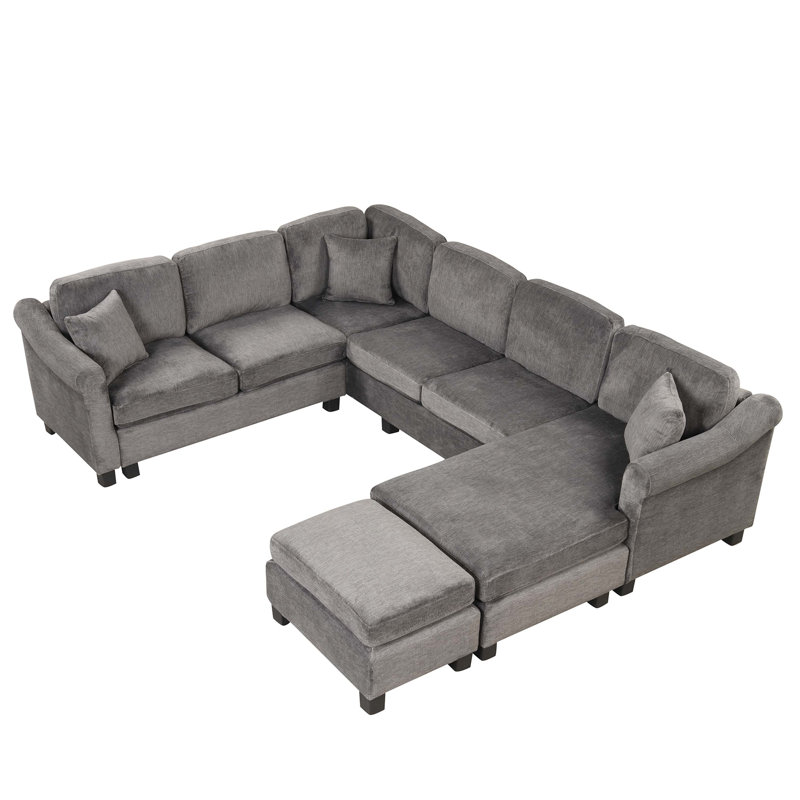 Canapé modulaire confortable 4 pièces en velours, Velours gris foncé