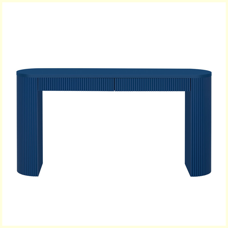 Console sophistiquée avec placage de pin et rayures verticales, convient au vestibule, Marine