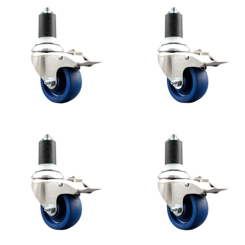 Ensemble de 4 roulettes extensibles en poly, H 4 po x l 4 po
