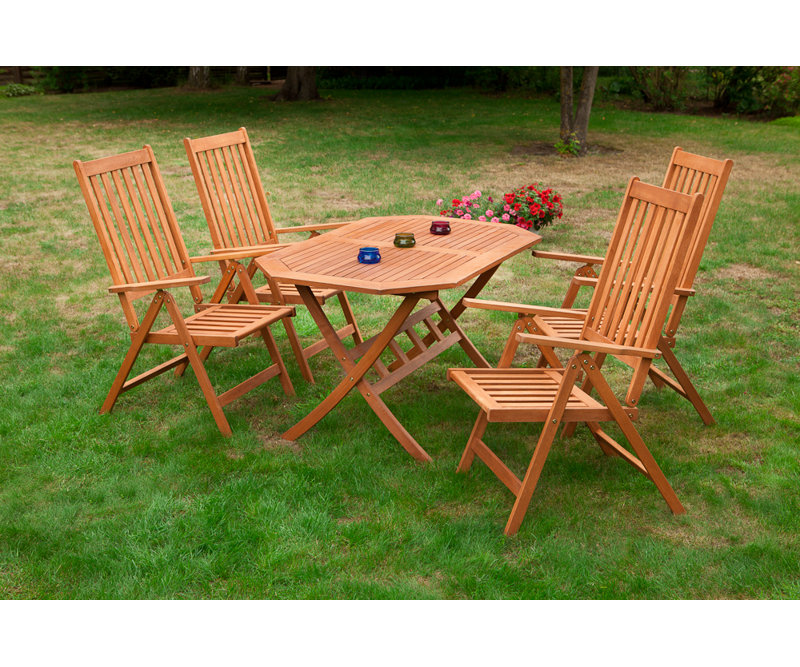 4 - Person Wood Patio Dining Set with