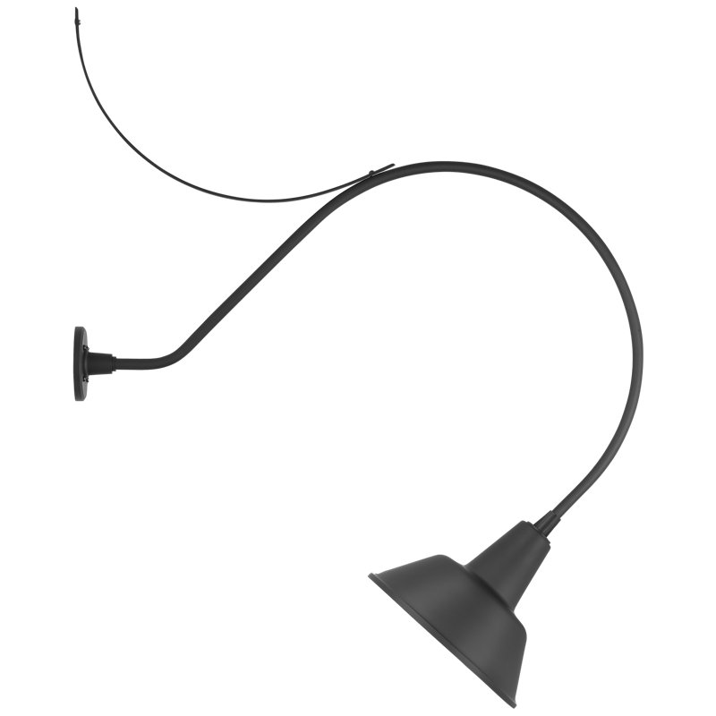 Thomas O'Brien, "Academy 36" Anchored Larrabee Barn Light in Matte Black with 12.5" White Bowers Shade, Black