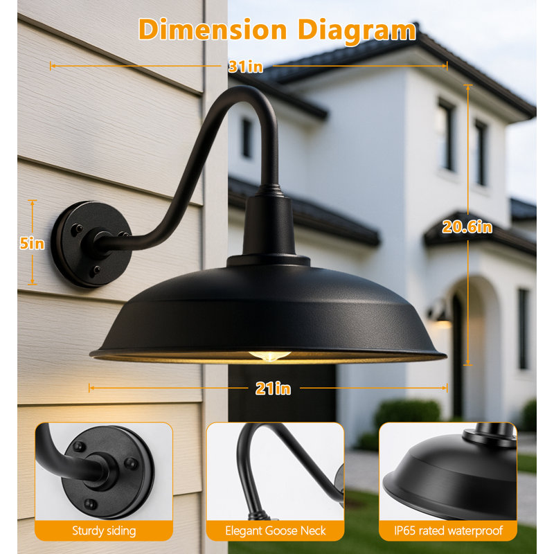 Luminaire de grange d'extérieur, 20.6" H x 21" W x 31" D