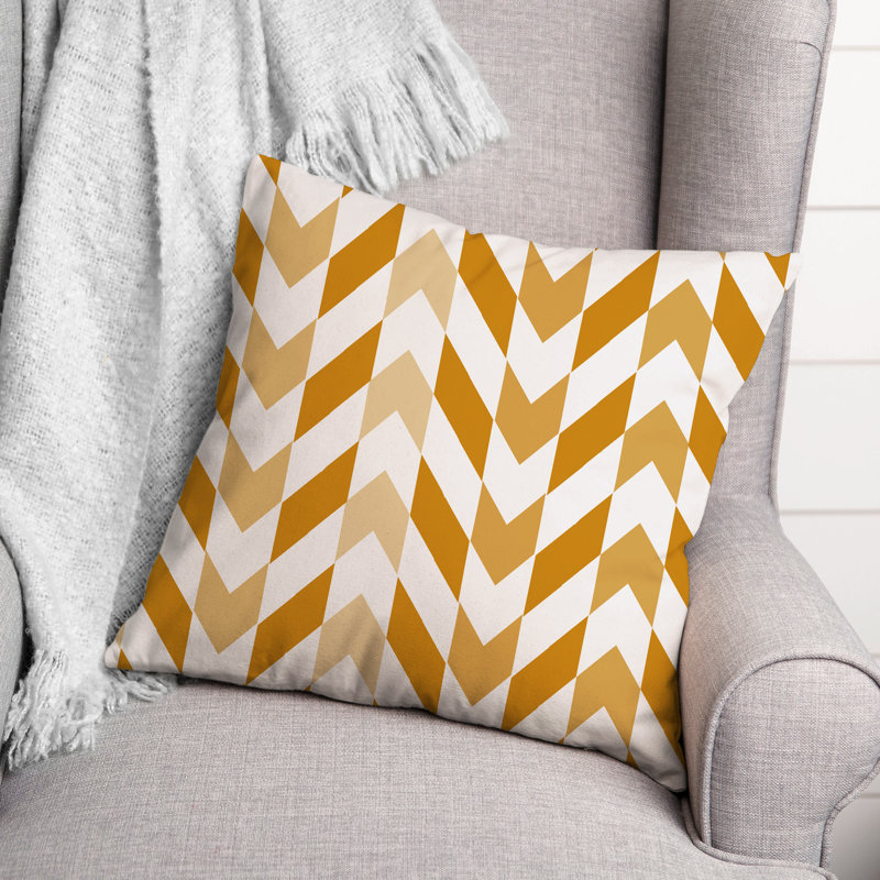 Geometric Outdoor Reversible Throw Pillow, Orange/Yellow