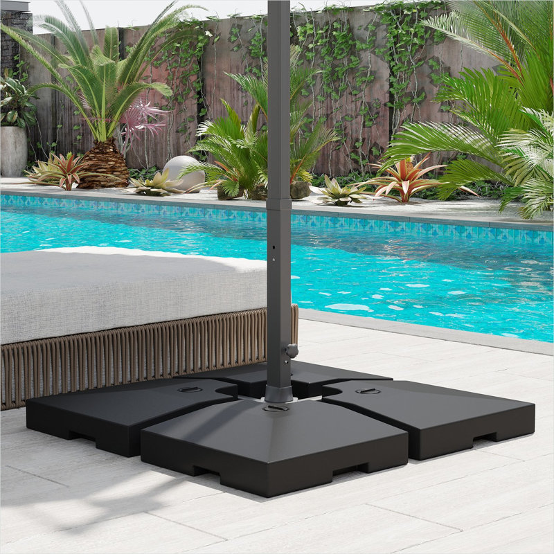 Parasols et accessoires de parasol avec Hdpe noir et base de poids en porte-à-faux de patio de 7,9 po