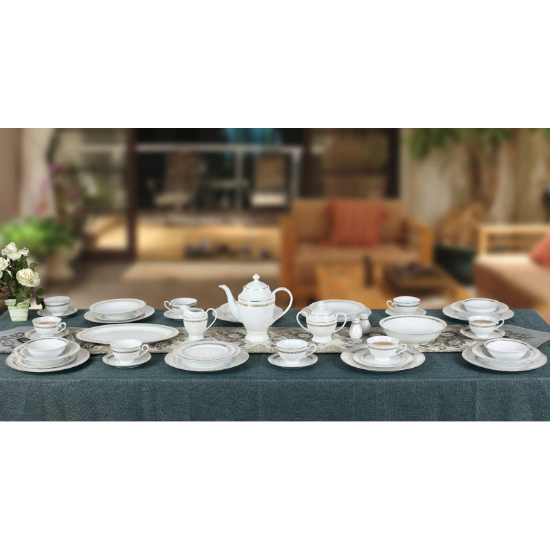 Elegant White Porcelain Round Dinnerware Set - Service for 8