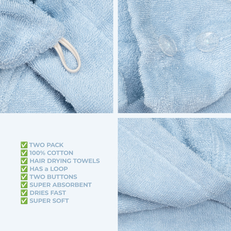 Serviettes 100% coton, longs poils bouclés, Bleu ciel