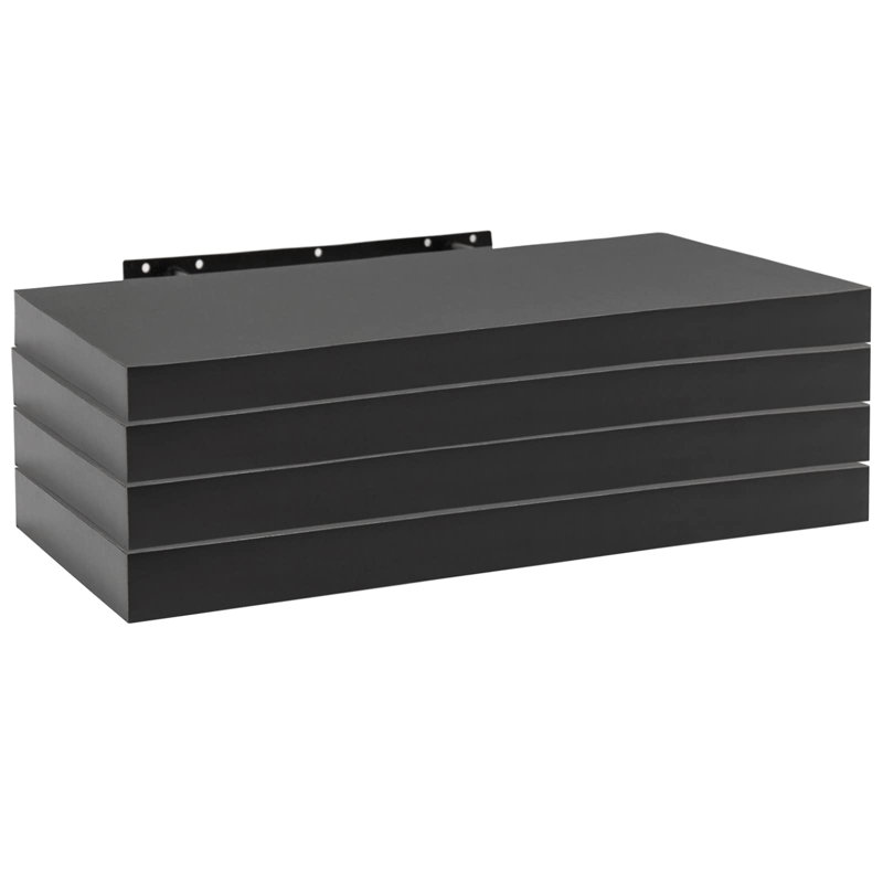 Gautur 4 Piece Floating Shelf, 3.8cm H x 70cm W x 22.9cm D, Black