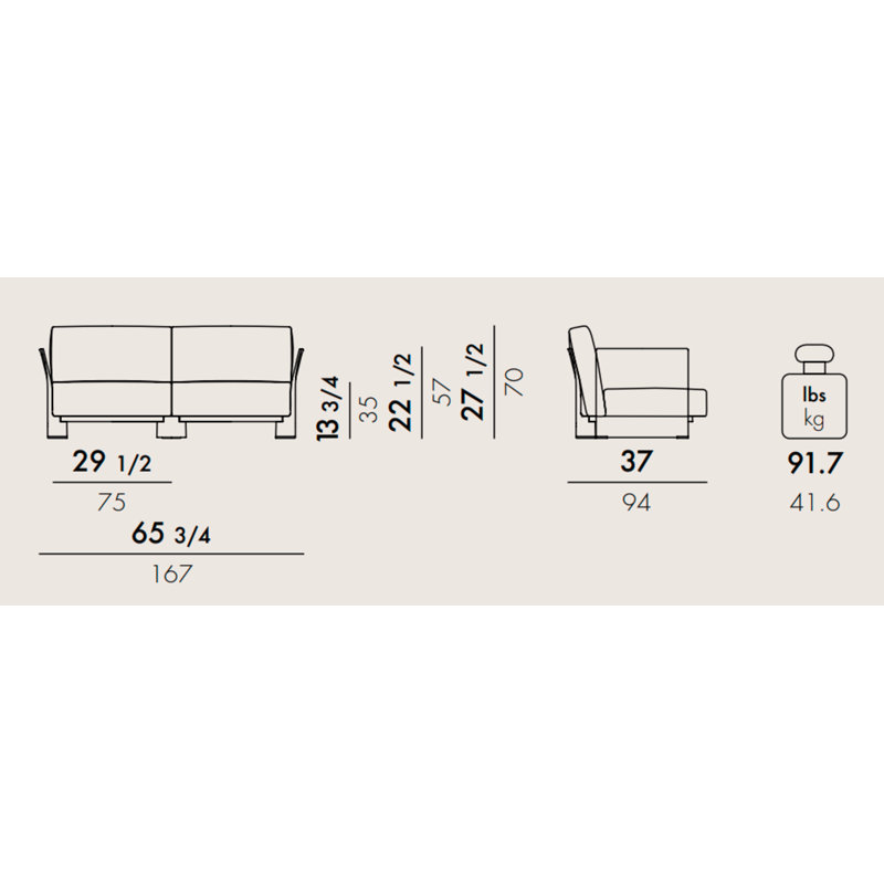 Pop Loveseat, White Sunbrella