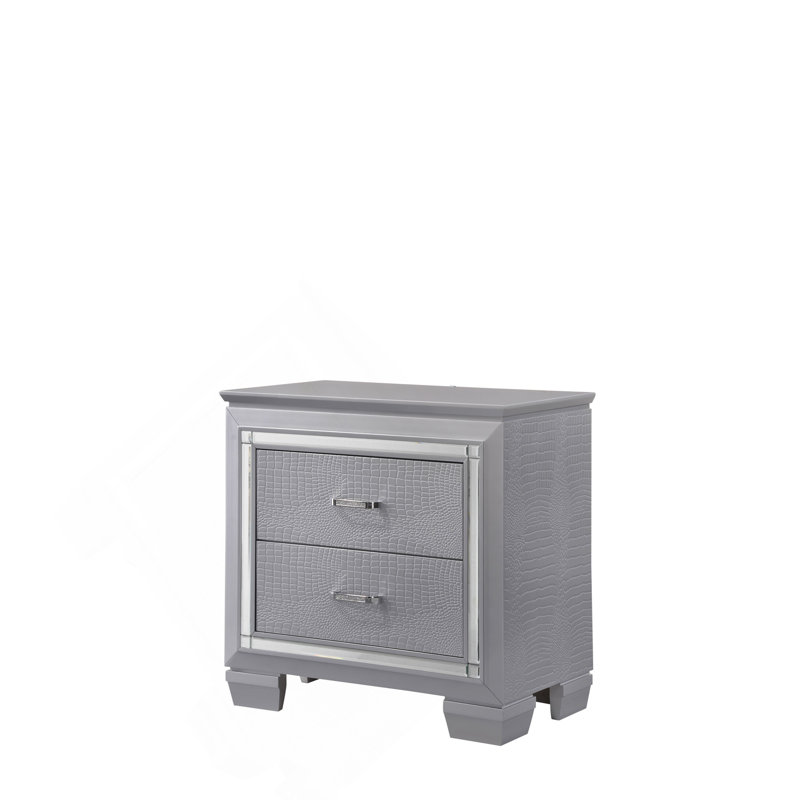 1 lumière moderne à 2 tiroirs à 1 tiroir avec accents de miroir biseauté et quincaillerie en chrome