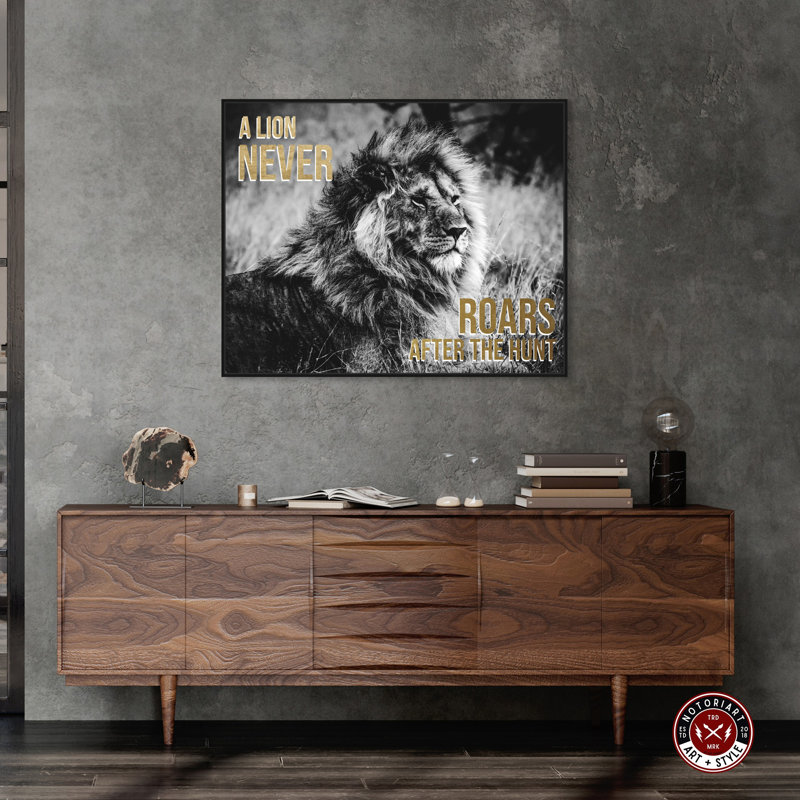 Lion Motivational Quote Canvas Print with Black Frame, 46" x 37"