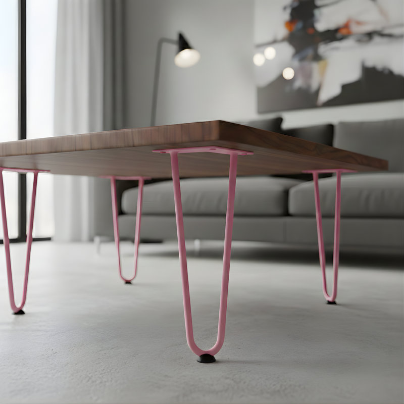 Mid Century Modern Hairpin Furniture Legs, 18" H, Blush (Pink)