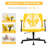 Yellow Linen Criss Cross Armrest Office Chair with Wheels - Ergonomic for Home Office,Work & Study-1350816218