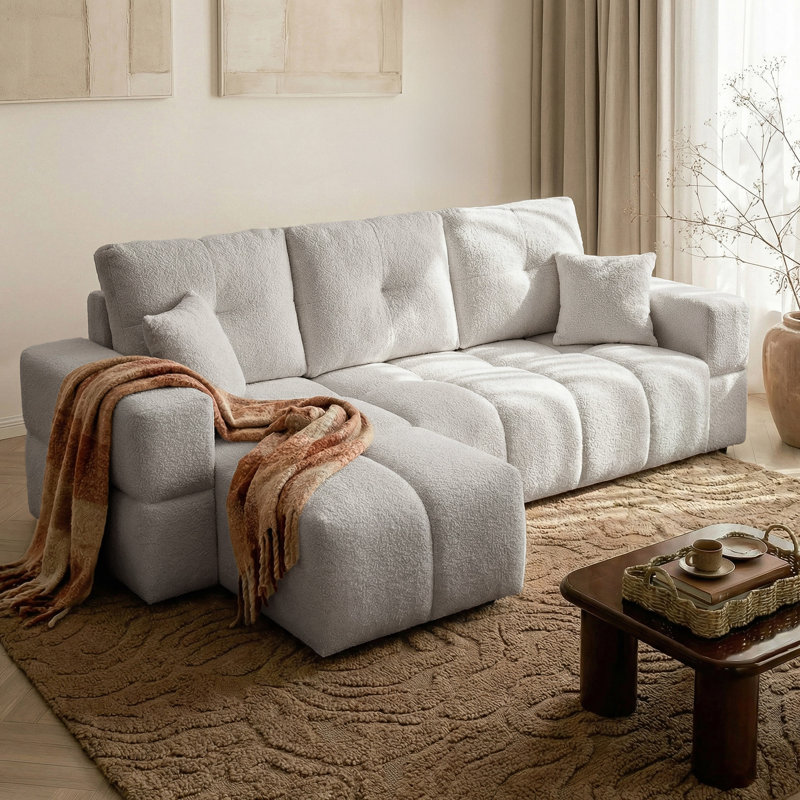 4 Seater Sofa Bed, Light Grey