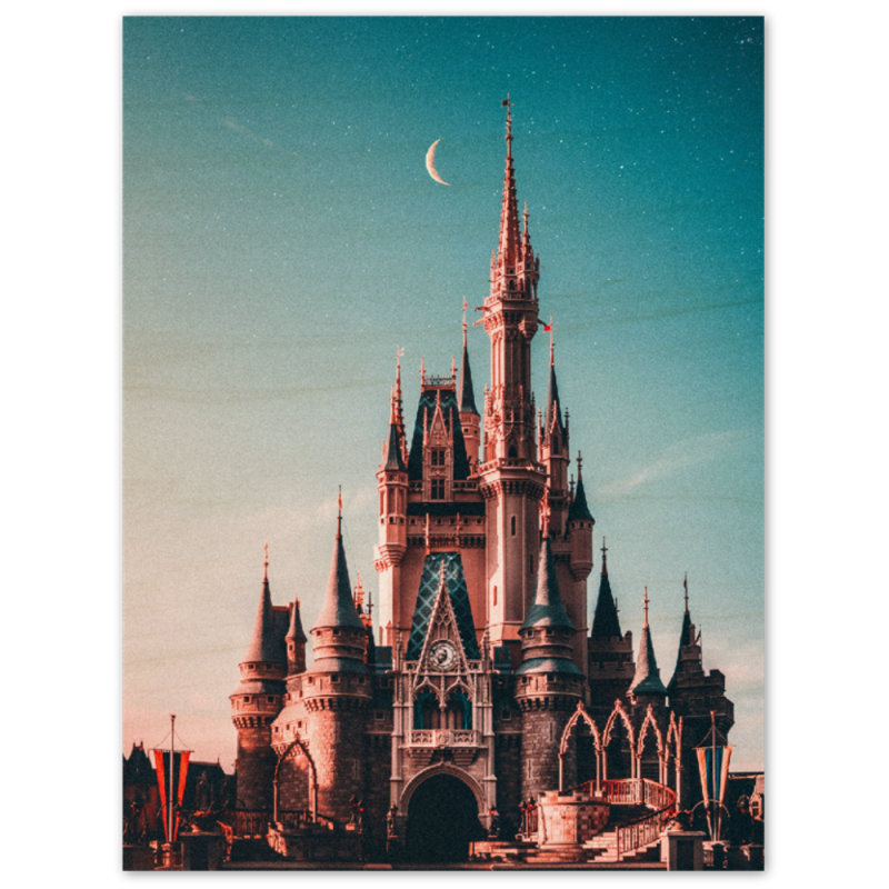 Walt Disney Castle, reproduction d'art de château de conte de fées, impression sur toile Magical Fantasy - œuvre inspirée du Royaume enchanté - décoration de voyage en famille