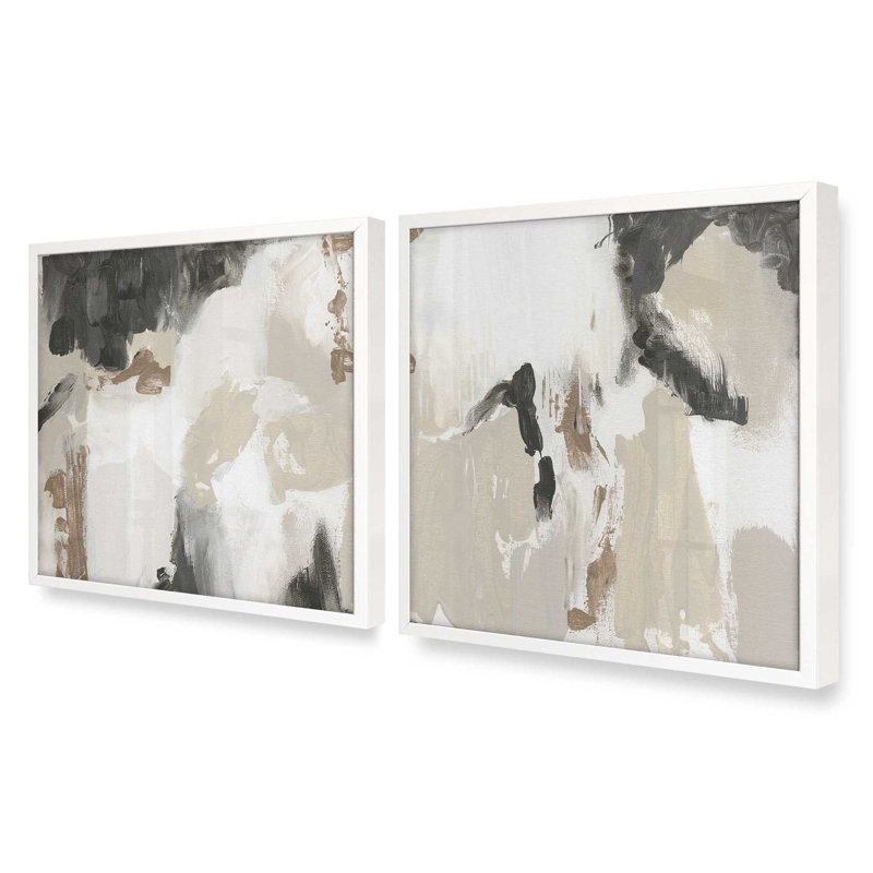 Monochromatique, ensemble de 2 reproductions sur papier mat d'archives encadrées, Blanc opaque, H 17,5 po x l 17,5 po