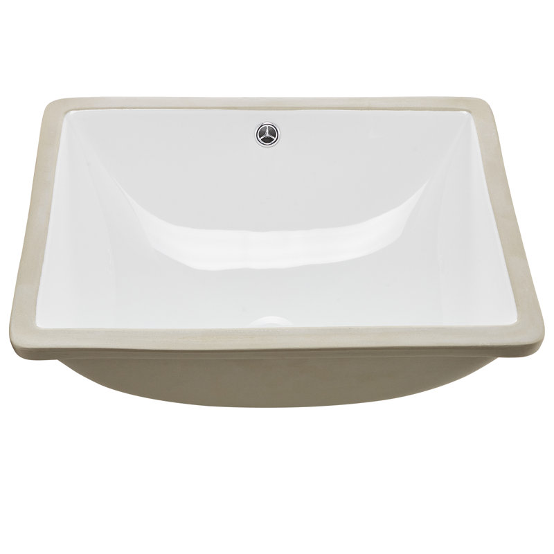 Undermount Bathroom Sink, 20.28 x 15.16 Inch Rectangular White Ceramic Vessel Sink with Overflow Hole, Under Counter Drop in Modern Lavatory Vanity Bath Wash Bowl Basin, Rectangle Small Space
