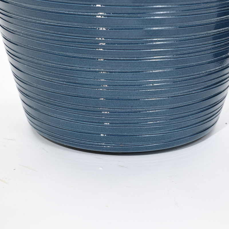 Amiin Modern Tapered Round Plastic Planter Set of 2, Indoor Outdoor HDPE Pot Planters, Blue