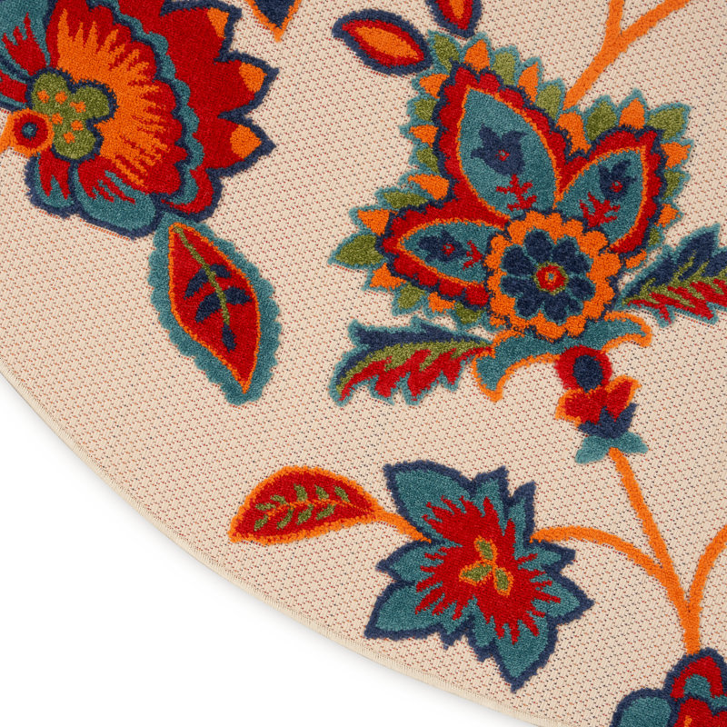 Anastasios Floral Multicolor Indoor/Outdoor Area Rug, Round 7'10"