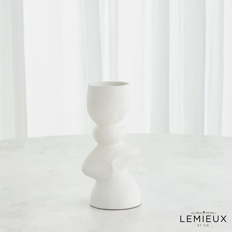 Pradier Candle Holder-White-Med