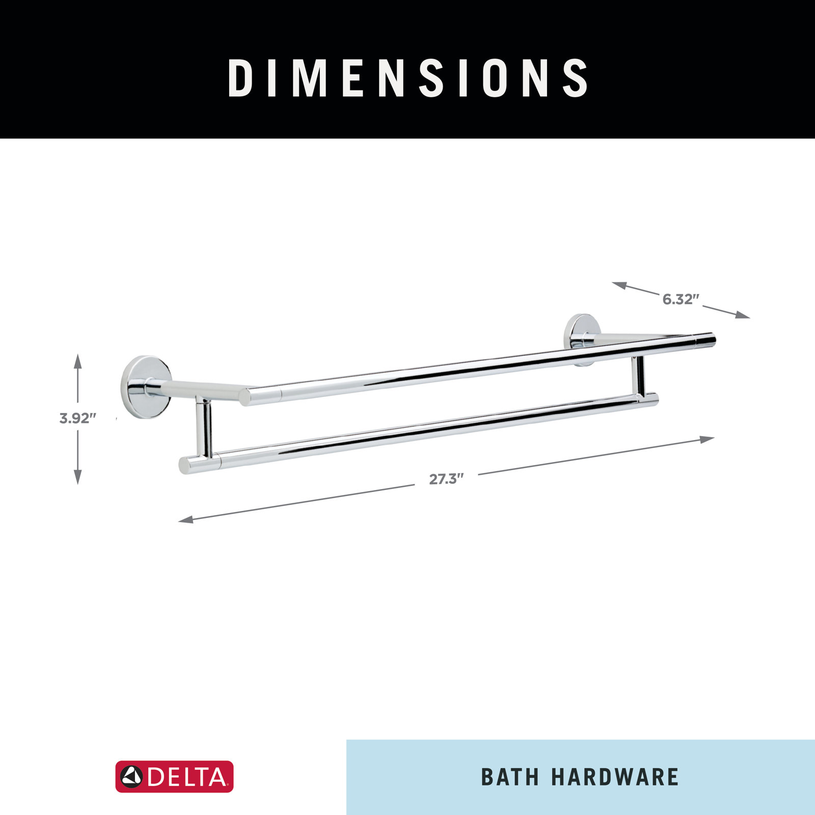 Trinsic 24" Double Wall-Mounted Towel Bar, Chrome