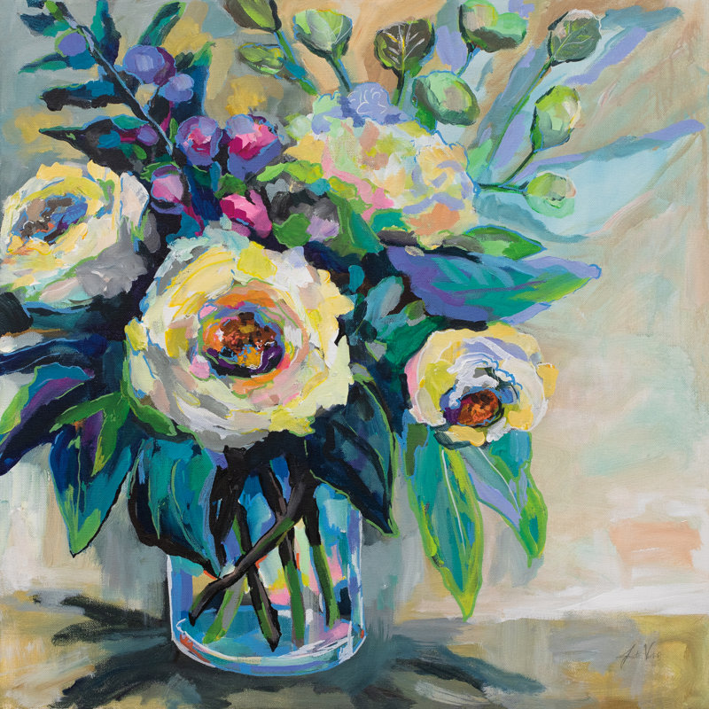 " Delighted " by Jeanette Vertentes, 30" H x 30" W, Black Single Picture Framed, No
